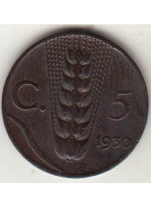 1930 5 Centesimi Spiga Circolata Vittorio Emanuele III